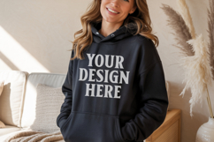 Black Gildan 18500 Hoodie Mockup, G18000 Hoodie Model mockup Product Image 1