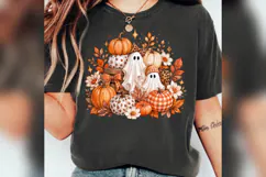 Cute Fall Ghost Pumpkin PNG, Leopard Gingham Pumpkin Hallow Product Image 5