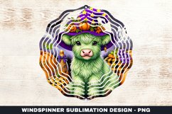 Halloween Highland Cow Wind Spinner Sublimation Design Product Image 1