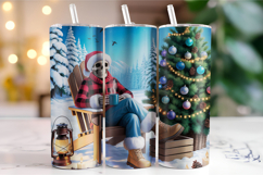 Merry Christmas Skeleton Tumbler Wrap | Christmas Wrap Product Image 1