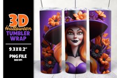 3D Witch Tumbler Sublimation Wrap Design for Halloween Product Image 1