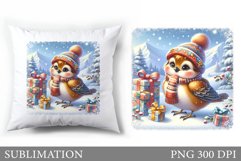 Christmas Bird Pillow Design. Christmas Pillow Sublimation Product Image 1