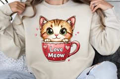 Valentines Day Kitty Cups Clipart PNG Product Image 1