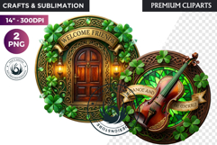 Saint Patrick Clipart Celtic Irish PNG round coaster Product Image 1