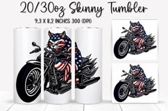 Cat Ride An American Flag - Tumbler Sublimation Design Product Image 1