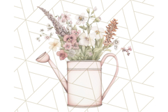 Watering Can Flowers PNG, Rustic Floral Watercolor Clipart Product Image 2