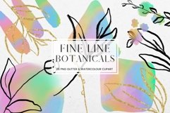 Fine Line Floral and Watercolour Clipart Product Image 1