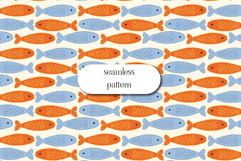 Blue and Orange Fish Seamless Nautical Pattern Product Image 1