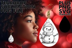 Winter Snowman Earring Sublimation PNG Pattern Product Image 1