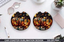 Pumpkins Car Coaster Sublimation| Halloween Coaster PNG Product Image 1