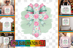 Sweet TSHIRT Art PNG, Flower Cross Product Image 1