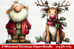 2 Whimsical Christmas Clipart | Cute Festive Holiday PNG Product Image 1