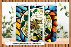 BEE Stained Glass Skinny Tumbler Sublimation Design PNG Product Image 4