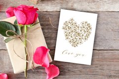 Vintage love valentines card with floral heart Product Image 2
