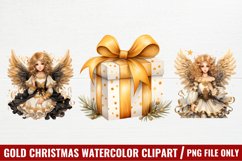 Gold Christmas Watercolor Clipart, Christmas Clipart Product Image 1