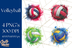 Volleyball Clipart PNG with Team Color Paint Splash Design Product Image 1