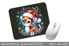 Cute Deer Mouse Pad Sublimation. Christmas Mouse Pad Design Product Image 1