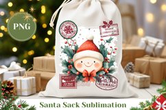 Christmas Santa Sack Sublimation, Winter Gift Bag Template Product Image 1