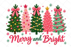 Merry and Bright PNG, Preppy Merry Coquette Christmas PNG Product Image 1