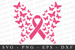 PInk Ribbon Butterfuly PNG | Breast Cancer Awareness Png Product Image 1