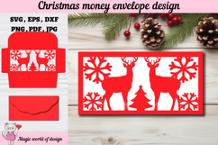 Christmas deer Money Envelope svg, Papercut Gift Card Product Image 1