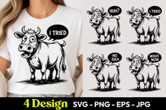 Tired Cow Funny Mood SVG PNG Product Image 1