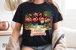 Hello Summer Flamingo PNG, Tropical Beach Sublimation Design Product Image 9