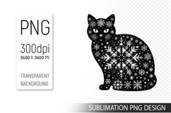 Cute Christmas Cat , Animal Sublimation Clipart PNG Product Image 1