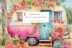 9 Caravan Watercolor Jpeg Illustrations