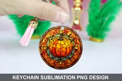 Pumpkin Keychain Sublimation, Round Keychain PNG Design Product Image 1