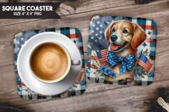 Cute Dog, Holiday Themes, Buffalo Plaid Square Coaster PNG Product Image 1