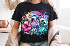 Tropical Dolphin PNG, Floral Ocean Wave Summer Sublimation Product Image 8