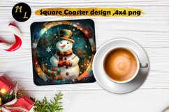 Christmas snowman Square Coaster sublimation,Snowman Coaster Product Image 1