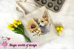 Chihuahu Dog with Sunflower png, Sublimation design Product Image 4