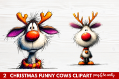 Funny Christmas Cows Clipart | Cute Holiday Farm Animal Product Image 1