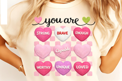 Crochet Valentine Candy Heart PNG, Faux Yarn You Are Enough Product Image 12