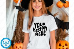 White women Tshirt Mockup, Halloween tshirt mockup Product Image 1