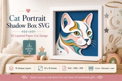 Cat portrait layered paper cut svg Product Image 1