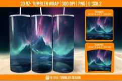 Northern Lights Tumbler Wrap Designs, Sublimation Wrap Product Image 1