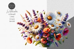 Flowers clipart, Sunset clipart, Watercolor clipart Product Image 1
