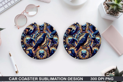 Crows Car Coaster Sublimation| Crows Coaster PNG Design Product Image 1