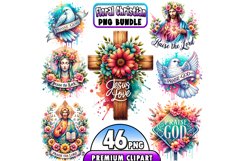Floral Christian Png Bundle | God Clipart Sublimation Bundle Product Image 1
