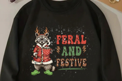 Feral and Festive Raccoon PNG, Feral Girl Christmas Png Product Image 1