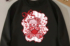 Coquette Valentine Bear Png, Heart Bear Png, Red Bow Love Product Image 2