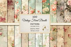 100 Vintage Floral Seamless Pattern Bundle, Shabby Papers Product Image 6