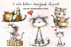 Cute Kitten Storybook Clipart PNG Product Image 1