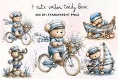 Cute Sailor Teddy Bear Clipart PNG Product Image 1