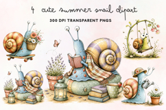 Cute Summer Snail Clipart PNG Product Image 1