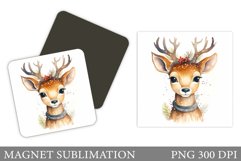 Cute Deer Magnet Sublimation. Winter Deer Magnet Design Product Image 1