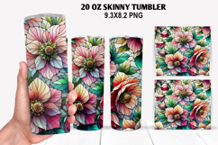 Flower Skinny Tumbler 20oz Wrap Design, Winter Tumbler Wrap Product Image 1
